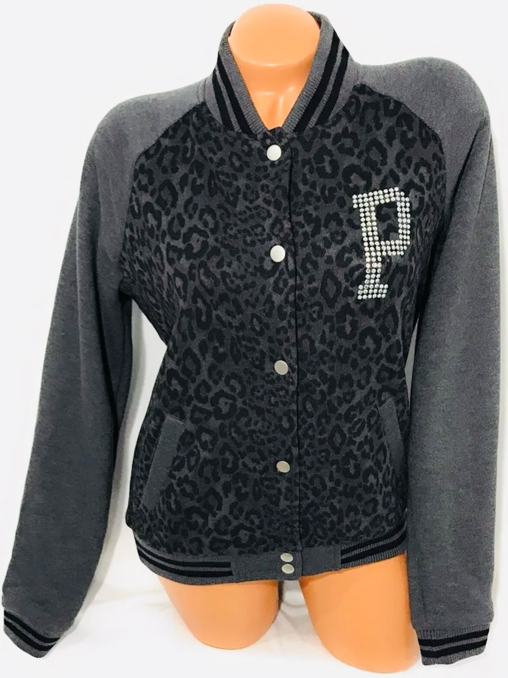 VS Pink 🩶 Varsity Jacket 🖤 Rhinestones Logo